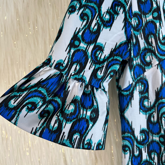 Tracy Negoshian Womens Sheath Dress Multicolor Floral Stretch 3/4 Sleeve XS - Picture 2 of 7